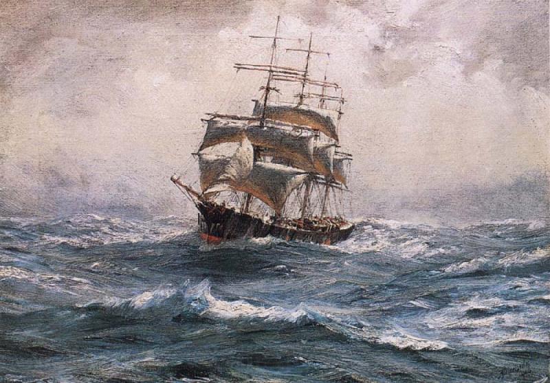 Thomas Somerscales A Ship running before a Gale France oil painting art